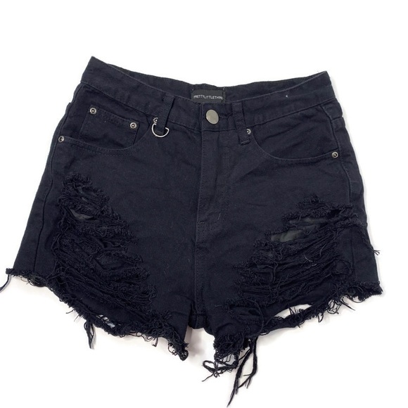 black jean shorts distressed